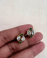 Gold polish zircon studs-Earrings-CI-House of Taamara
