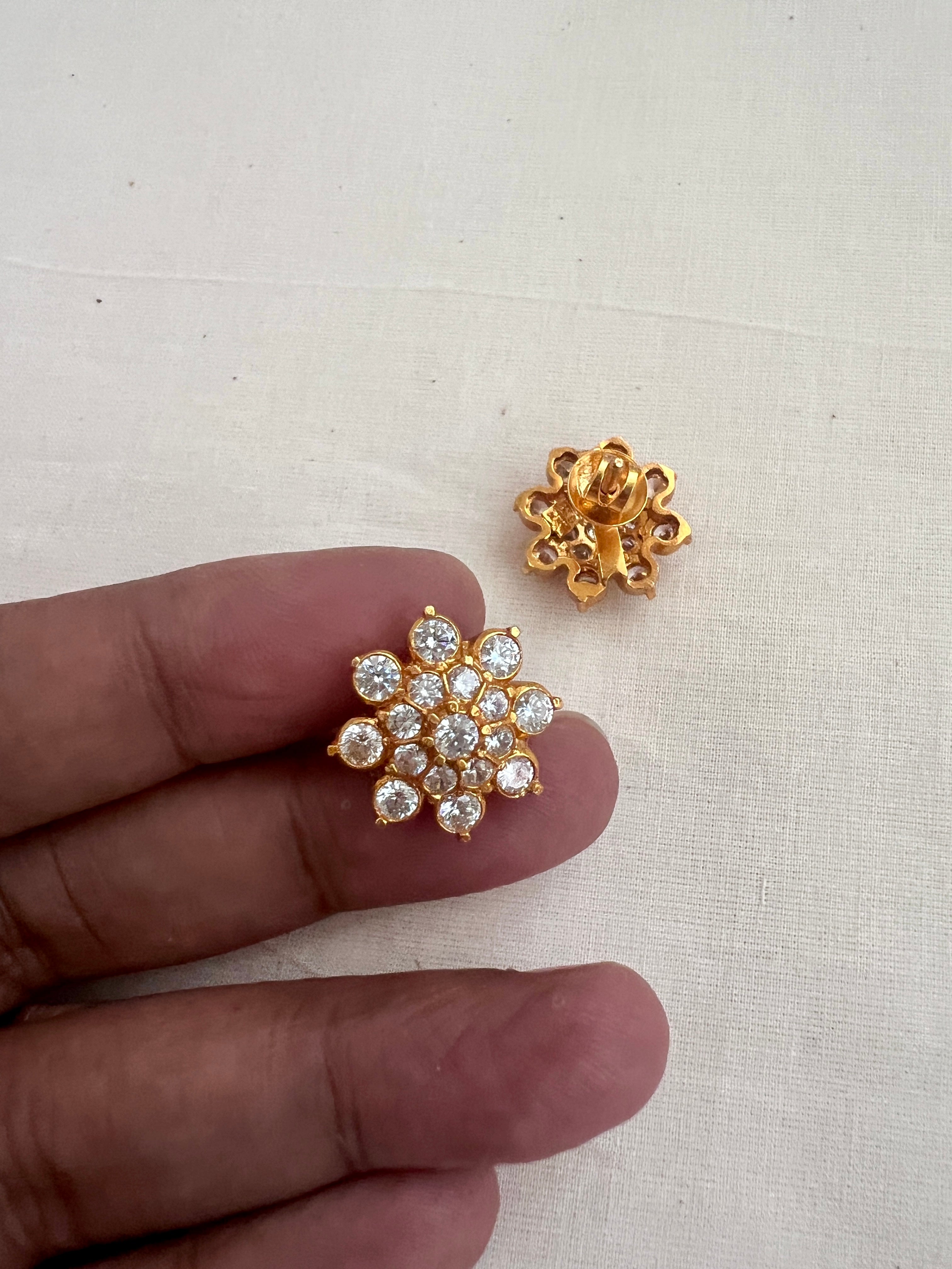 Gold polish zircon studs-Earrings-CI-House of Taamara