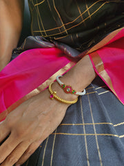 Golusu bangle with oval Ruby with screw, 2.2-Silver Bracelet-PL-House of Taamara