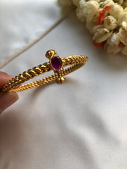 Golusu bangle with oval Ruby with screw, 2.2-Silver Bracelet-PL-House of Taamara