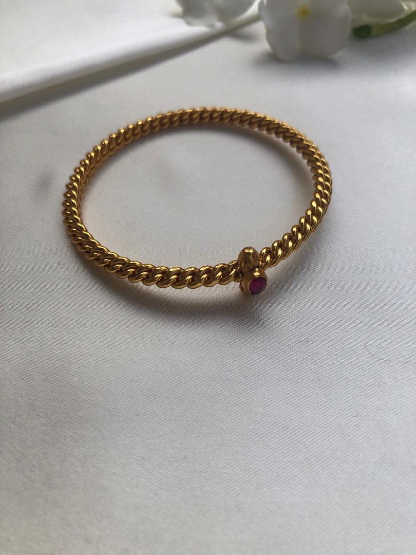 Golusu bangle with ruby, size 2.4-Silver Bracelet-PL-House of Taamara