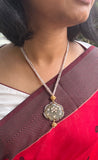 Green agate kundan inlay work with antique beads necklace-Silver Neckpiece-PL-House of Taamara