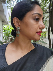 Green kemp lotus hangings-Earrings-CI-House of Taamara