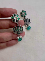Green kemp lotus hangings-Earrings-CI-House of Taamara