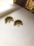 Green kundan ear cuff/ bugadi for upper or side ear-Silver Neckpiece-PL-House of Taamara