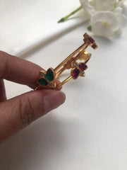 Green leaf ruby and zircon bangles pair, 2.2-Silver Bracelet-PL-House of Taamara