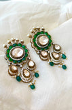 Green onyx and moissanite earring-Silver earrings-EZ-House of Taamara