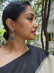 Green & pink kemp earrings with blue lapiz stone-Earrings-CI-House of Taamara