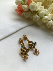 Green stone bugadi-Earrings-PL-House of Taamara