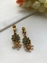 Green stone bugadi-Earrings-PL-House of Taamara
