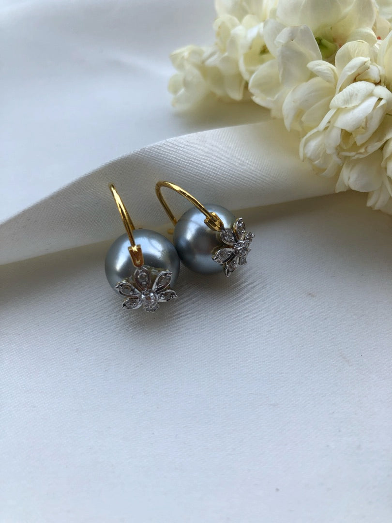 Grey Pearl earrings-Earrings-PL-House of Taamara
