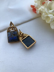Grey agate kundan earrings-Earrings-PL-House of Taamara