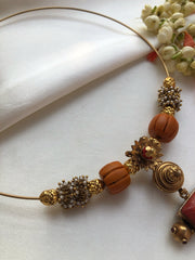 Hasli with flower pendant with antique beads & pearls bunch-Silver Neckpiece-PL-House of Taamara