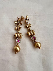 Gold polish kundan & ruby hangings with pearls