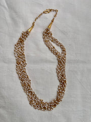 Multilayer Gold polish pearls and beads chain