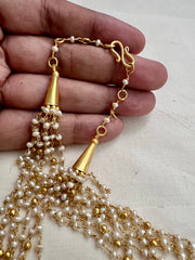 Multilayer Gold polish pearls and beads chain