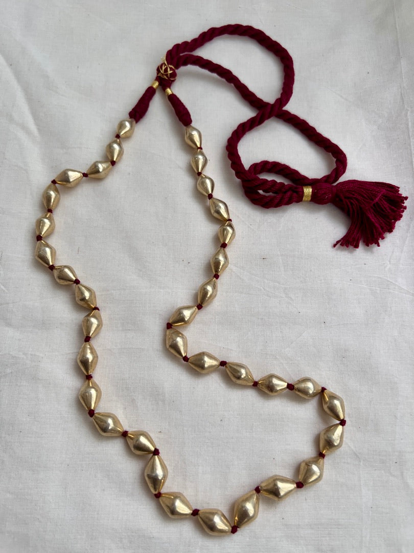 Gold polish single line dholki beads chain