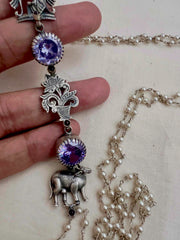 Purple stone with nakash & pearl side mope long chain