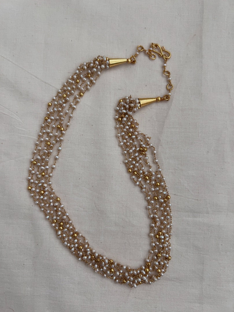 Gold polish Multi layer pearl bunch chain