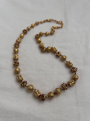Gold polish ruby stone with nakash work beads chain