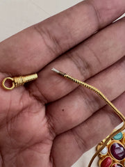 Gold polish navrathana pendant with chain