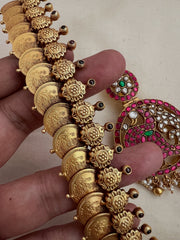 Kasumala with detachable kundan, ruby & emerald peacock pendant