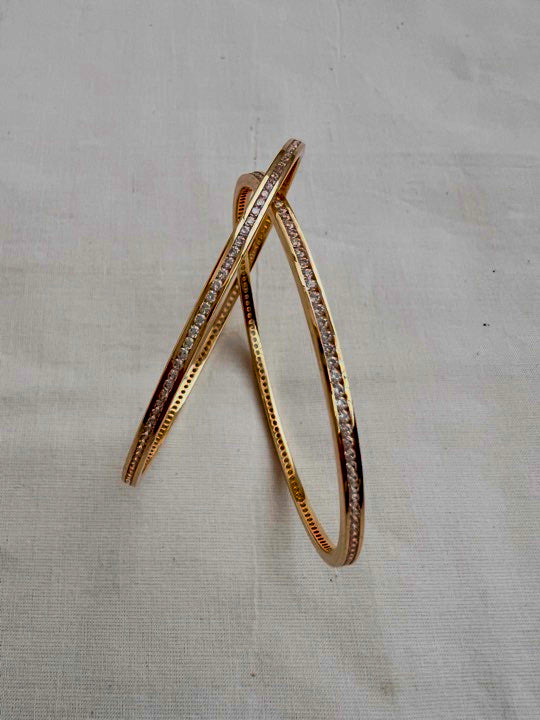 Gold polish cubic zircon bangles, PAIR