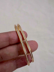 Gold polish cubic zircon bangles, PAIR