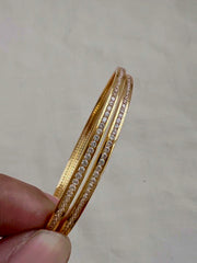 Gold polish cubic zircon bangles, PAIR