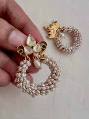 Gold polish kundan studs with pearls