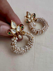 Gold polish kundan studs with pearls