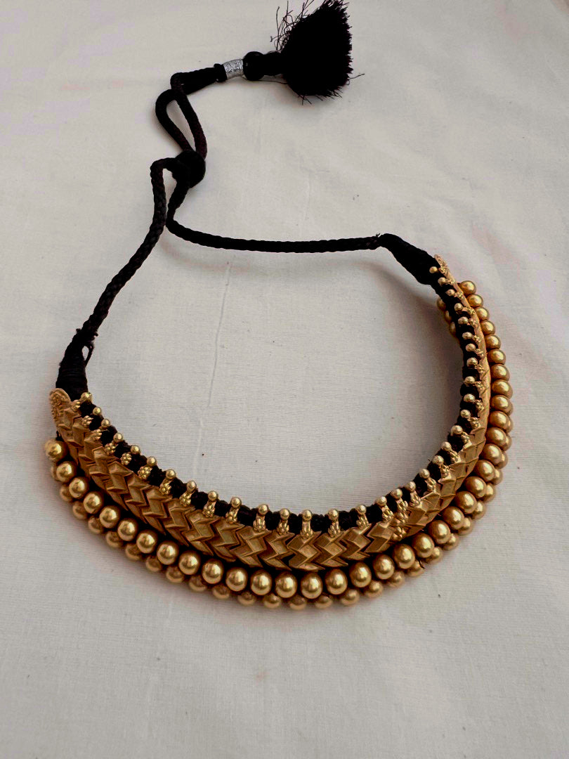 Antique gold polish thussi necklace
