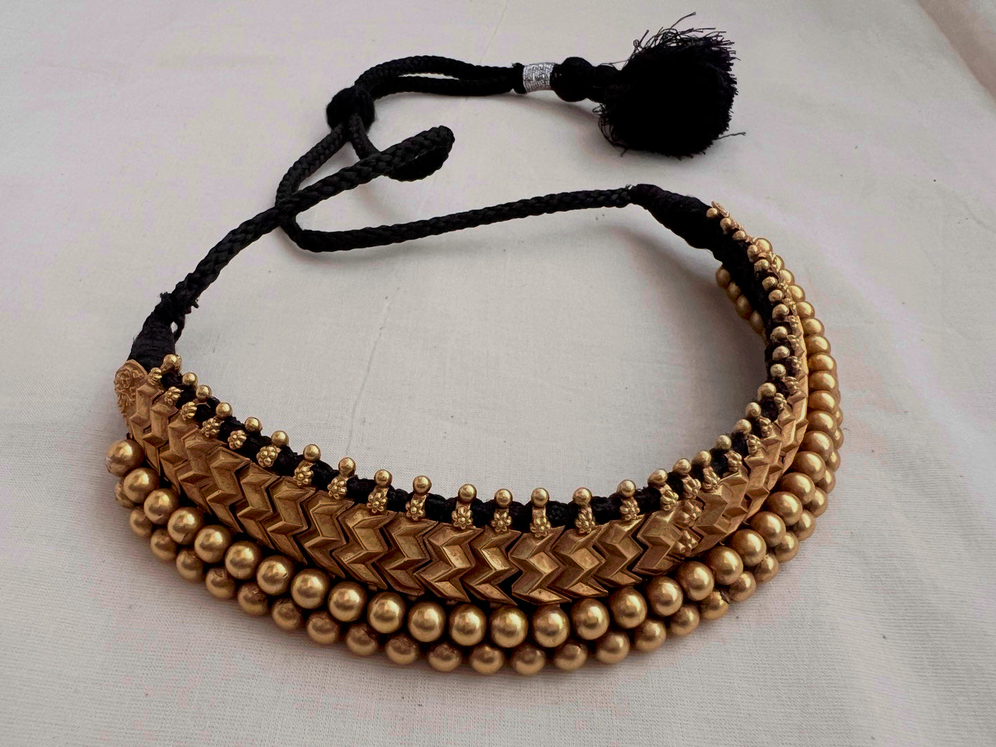 Antique gold polish thussi necklace