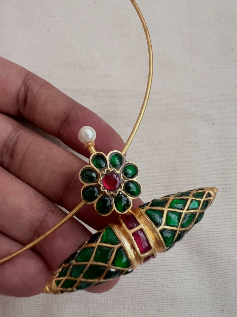 Gold polish hasli with ruby & emerald tawiz pendant
