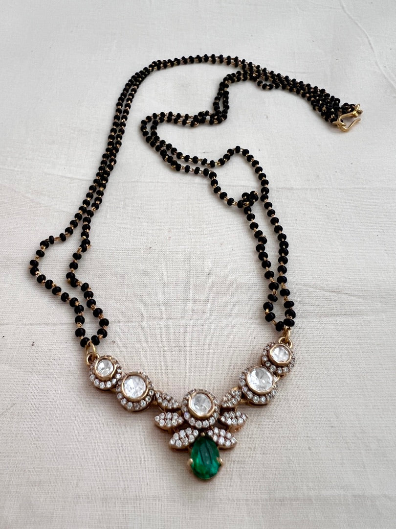 Black bead/mangalsutra style chain with moissanite pendant