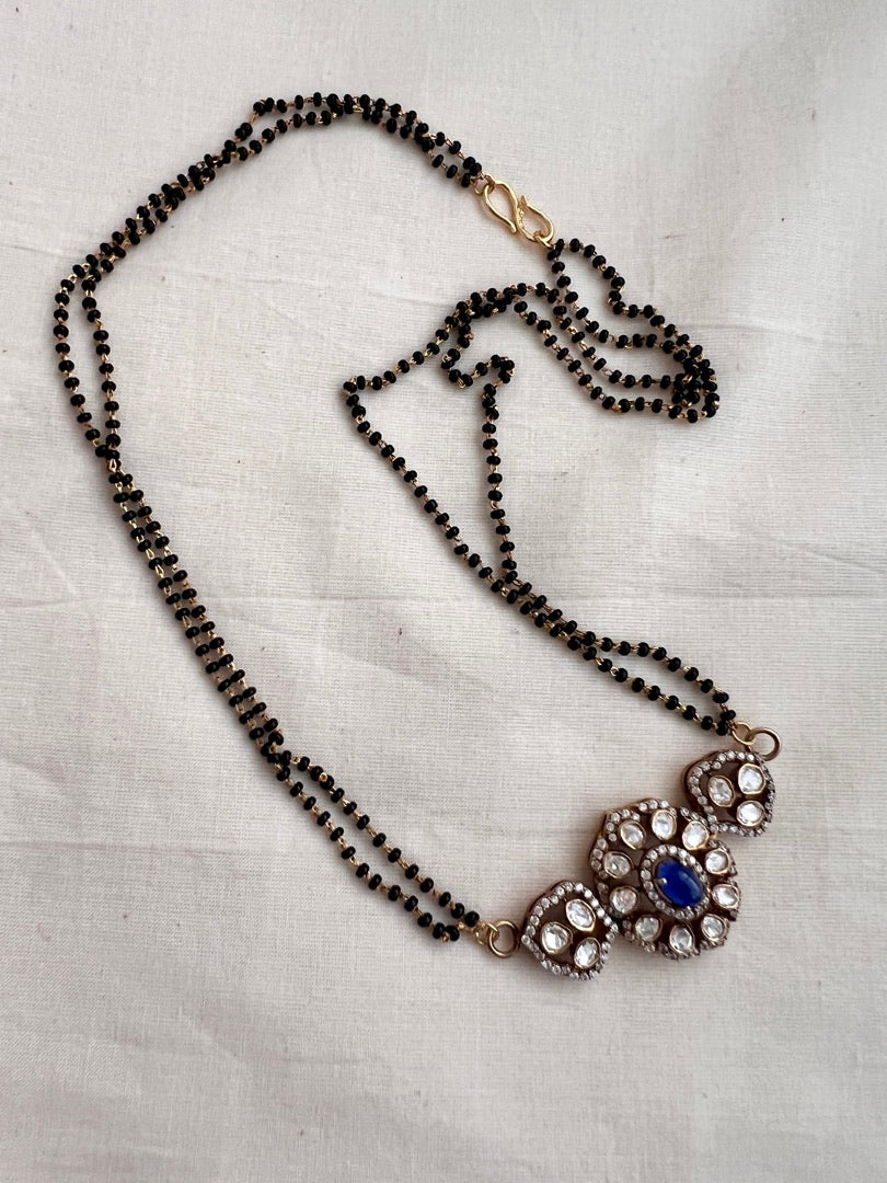 Black bead/mangalsutra style chain with moissanite pendant