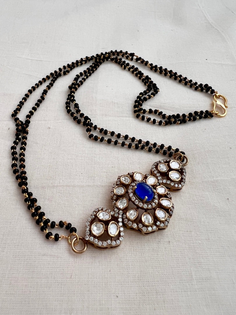 Black bead/mangalsutra style chain with moissanite pendant