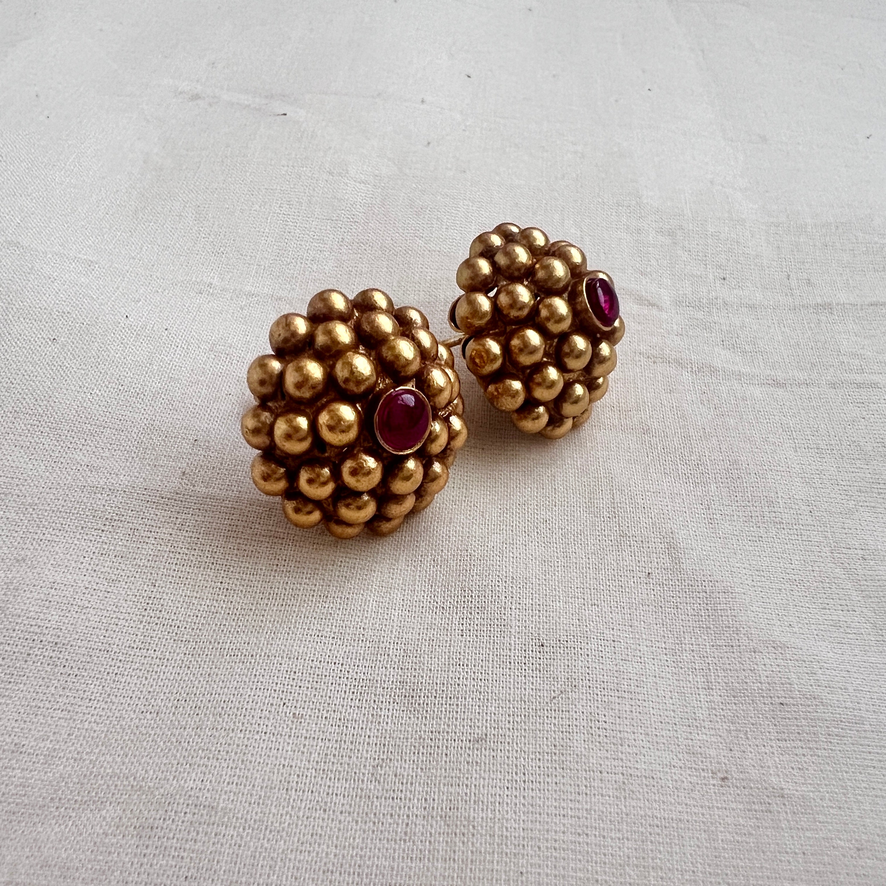 Gold polish ruby studs-Earrings-CI-House of Taamara