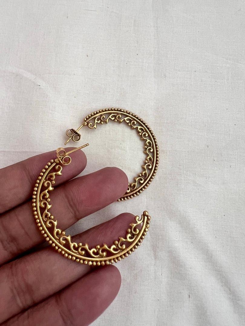 Gold polish half hoop earrings-Earrings-CI-House of Taamara