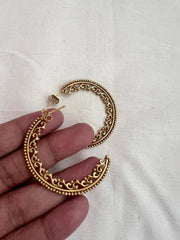 Gold polish half hoop earrings-Earrings-CI-House of Taamara