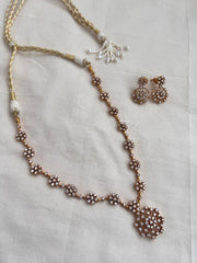 Gold polish zircon necklace, SET-Silver Neckpiece-CI-House of Taamara