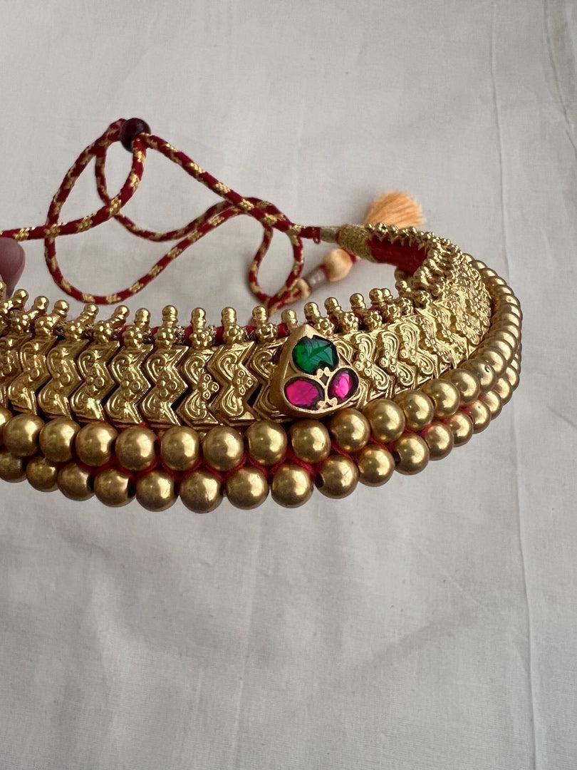 Antique gold polish traditional thussi choker necklace-Silver Neckpiece-CI-House of Taamara