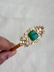 Gold polish kundan and emerald kada