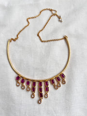 Gold polish hasli with ruby and kundan stone