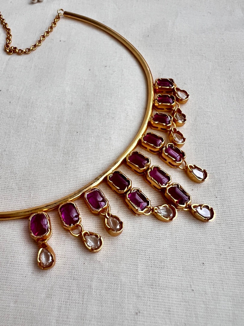 Gold polish hasli with ruby and kundan stone