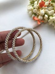 Intricate weave pearl bangles, PAIR, 2.8-Silver Bracelet-PL-House of Taamara