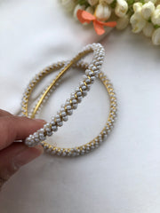 Intricate weave pearl bangles, PAIR, 2.8-Silver Bracelet-PL-House of Taamara