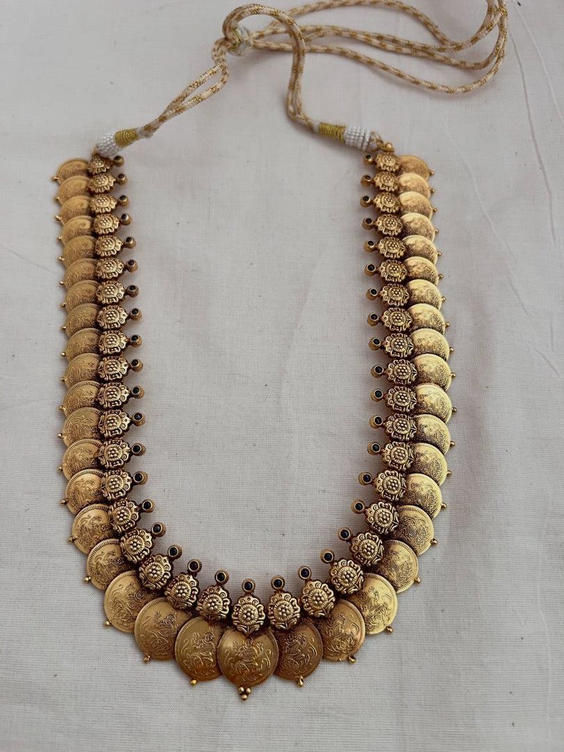 Kasumala with detachable kundan, ruby & emerald peacock pendant-Silver Neckpiece-CI-House of Taamara