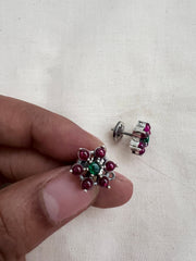 Kemp green & red silver studs-Earrings-CI-House of Taamara