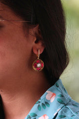 Kundan Big Flower Ruby Zircon Reversible Earrings (Made To Order)-Earrings-PL-House of Taamara